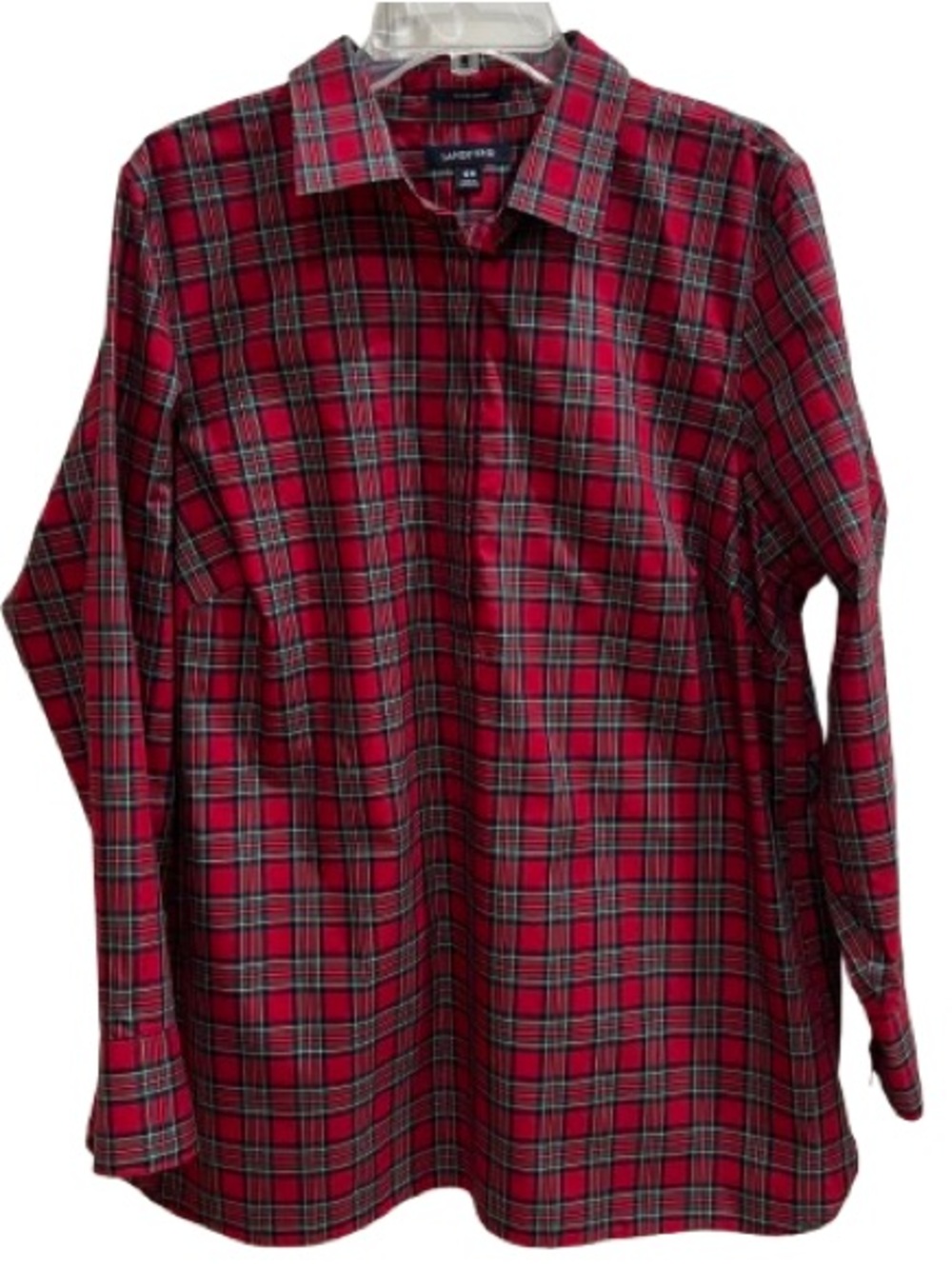 Lands' End Women's 100% Supima Cotton Button Front Pop-over Shirt Sz 16W No Iron